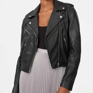 Club Monaco Black Leather Jacket Size Small